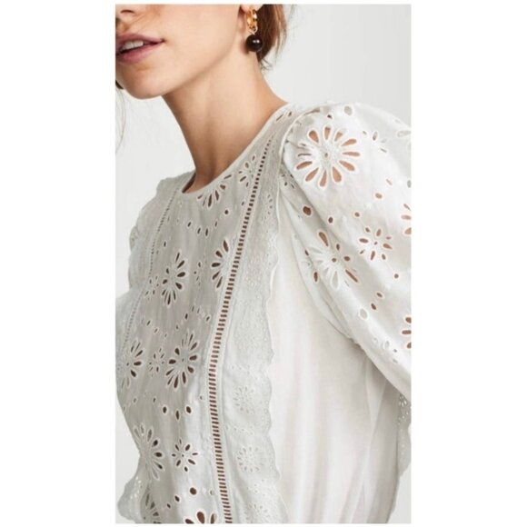 Veronica Beard Gale White Eyelet Top - Picture 5 of 16